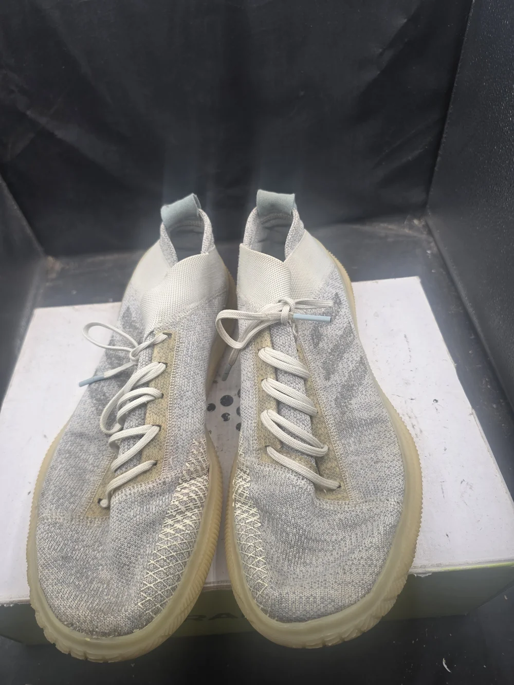 Yeezy Athletic Knit Sneakers in Light Gray and Cream